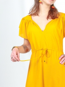 Robe Stella Moutarde robe l&eacute;g&egrave;re aux tons moutarde