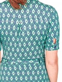 Robe Anna manches courtes Flamingo Bleu robe estivale bleue imprim&eacute;e