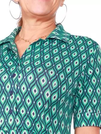 Robe Anna manches courtes Flamingo Bleu robe confortable � l'esprit vacances