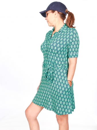 Robe Anna manches courtes Flamingo Bleu robe confortable � l'esprit vacances