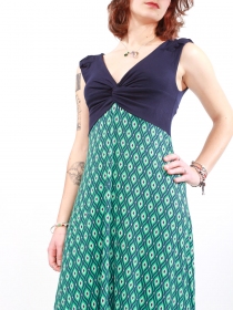 Robe Indah Flamingo Bleu robe fluide imprim&eacute; bleu