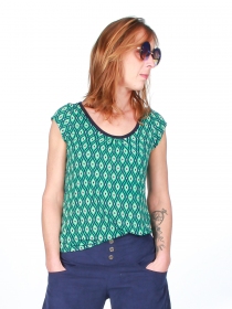 Top Guru Flamingo Bleu top graphique bleu motif flamingo