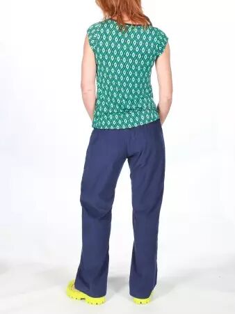 Pantalon Jati velours bleu pi�ce mode confortable � l'allure raffin�e