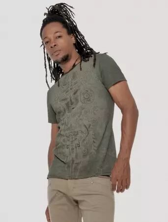Maya Tee Olive Noir t-shirt imprim� au design moderne