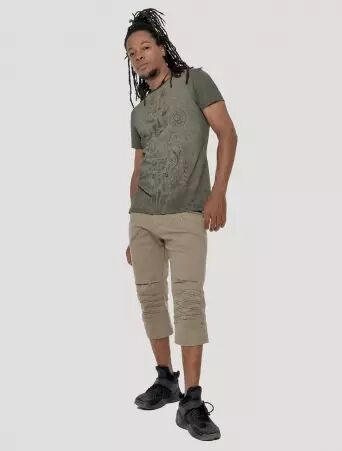 Maya Tee Olive Noir t-shirt imprim� au design moderne