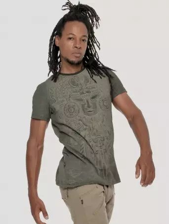 Maya Tee Olive Noir t-shirt imprim� au design moderne