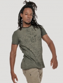 Maya Tee Olive Noir t-shirt imprim&eacute; au design moderne