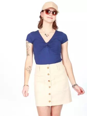 Top Ilanga Navy top boh�me bleu profond