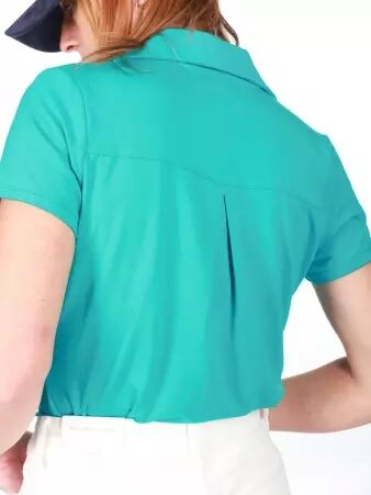 Chemise Lary manches courtes Bleu turquoise accessoire mode au style contemporain