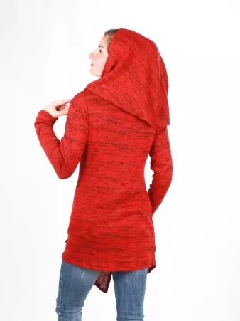 Gilet long � capuche Pixie Terracotta maille chaude � la teinte terre cuite