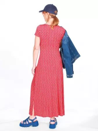 Robe louie Maxi Saki rouge robe fluide �l�gante