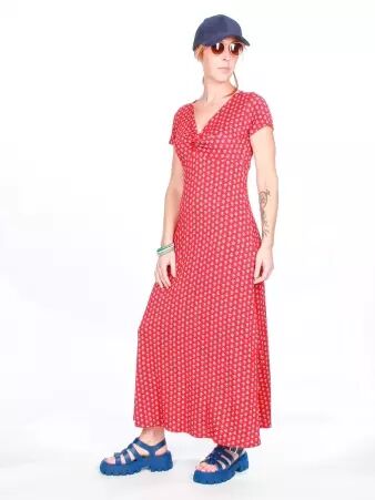Robe louie Maxi Saki rouge robe fluide �l�gante