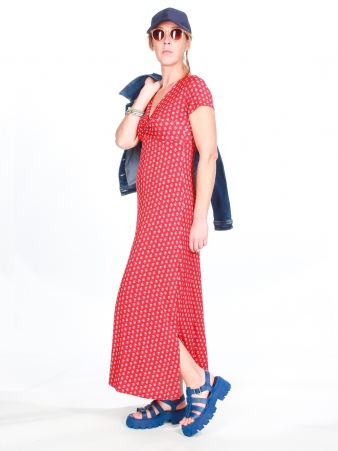 Robe louie Maxi Saki rouge robe fluide �l�gante