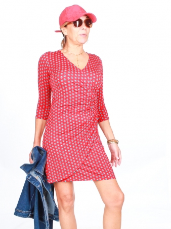 Robe Avelina Saki rouge robe �l�gante et vibrante