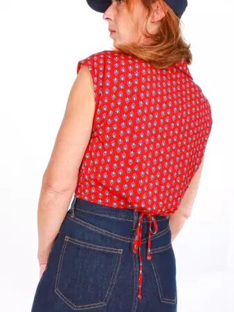 Top Bouty Saki rouge top l�ger rouge aux motifs saki