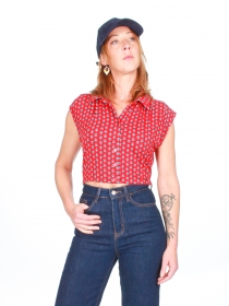 Top Bouty Saki rouge top f&eacute;minin rouge esprit artisanal