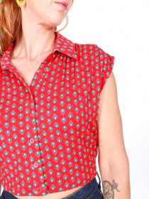 Top Bouty Saki rouge top l&eacute;ger rouge aux motifs saki