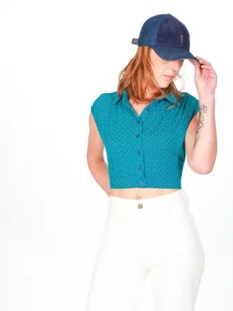 Top Bouty Aqua Azul top f�minin aqua style d�contract�