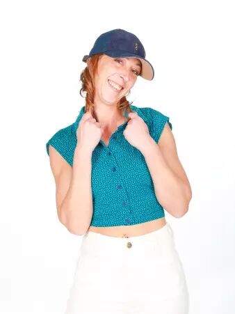 Top Bouty Aqua Azul top f�minin aqua style d�contract�