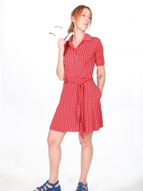 Robe Anna manches courtes Saki rouge