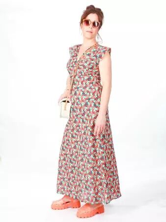 Robe Esther longue Clema rouge robe f�minine expressive