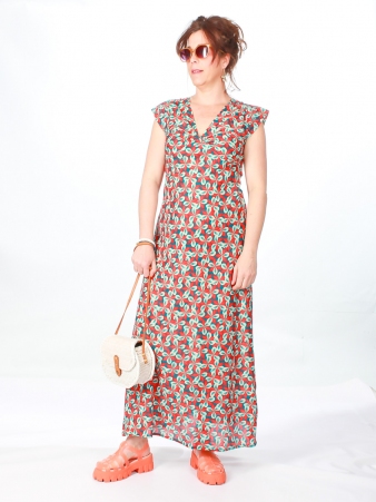 Robe Esther longue Clema rouge robe f�minine expressive