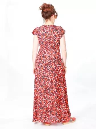 Robe longue A�lle Majorque orange robe fluide color�e