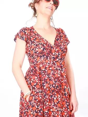 Robe longue A�lle Majorque orange robe fluide color�e