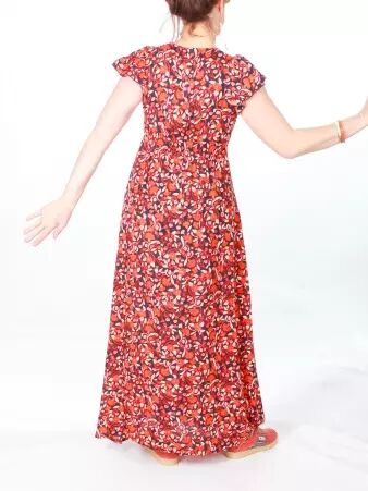 Robe longue A�lle Majorque orange robe fluide color�e