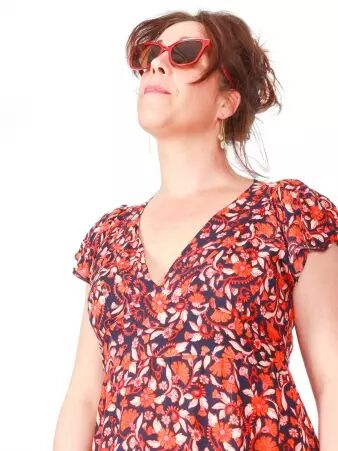 Robe longue A�lle Majorque orange robe fluide color�e