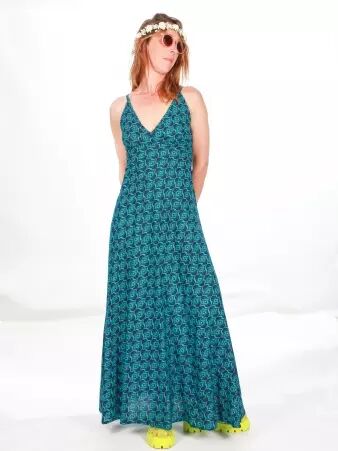 Robe Astr�e Blue dream robe bleue � imprim� onirique