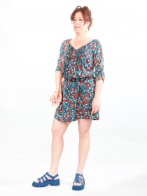 Robe Chula Majorque bleu robe fluide &agrave; imprim&eacute; majorquin bleu