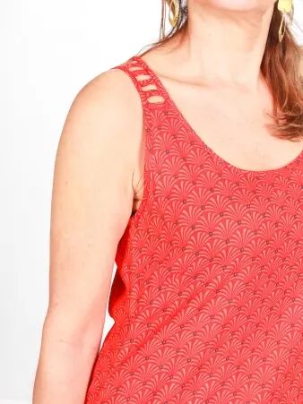 Robe Oshi Seigaiha rouge style artistique