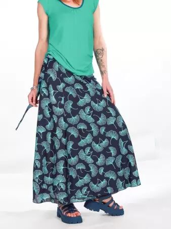 Jupe portefeuille Maxi Electric Gincko pi�ce textile polyvalente � la ligne �l�gante et moderne
