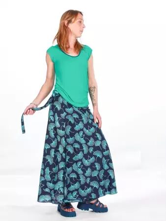 Jupe portefeuille Maxi Electric Gincko pi�ce textile polyvalente � la ligne �l�gante et moderne