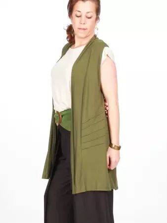 Cardigan Gaya Kaki Fonce accessoire mode au style contemporain
