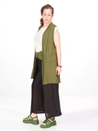 Cardigan Gaya Kaki Fonce accessoire mode au style contemporain