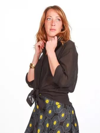 Chemise voile de coton Noir accessoire mode au style contemporain