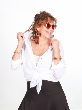 Chemise voile de coton Blanc accessoire textile au look moderne