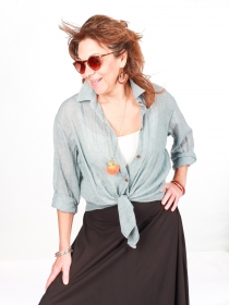 Chemise voile de coton Gris clair article mode au design soign&eacute;