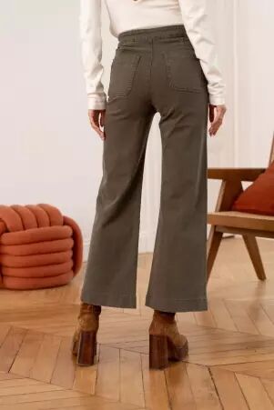 Pantalon � pont Victorine Kaki pantalon � pont kaki � l'esth�tique naturelle