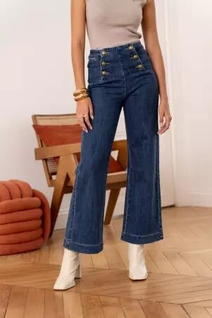 Pantalon � pont Victorine Denim pantalon femme denim � la coupe structur�e