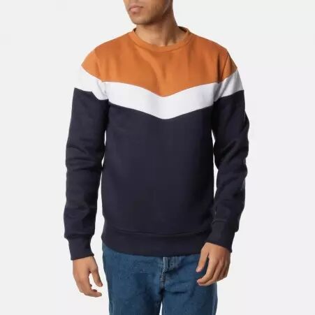 Sweat ELROND Beige/Blanc/Navy sweat tricolore structur� esprit moderne