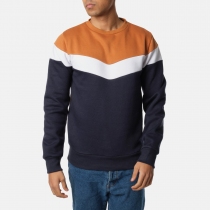 Sweat ELROND Beige/Blanc/Navy sweat tricolore structur&eacute; esprit moderne