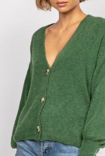 Gilet alpaga 3 boutons kaki cr&eacute;ation textile chaude et &eacute;l&eacute;gante