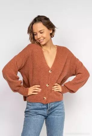 Gilet alpaga 3 boutons Rouille v�tement confortable au style affirm�