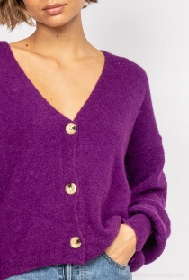 Gilet alpaga 3 boutons Violet cr&eacute;ation mode contemporaine