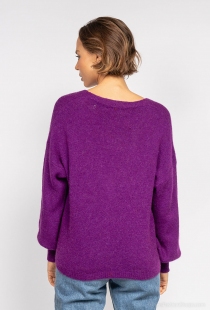 Gilet alpaga 3 boutons Violet pi&egrave;ce chaude &agrave; l'allure soign&eacute;e