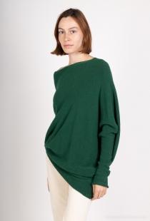 Sweat asymetrique touch&eacute; cachemire vert bouteille sweat vert fonc&eacute; &eacute;l&eacute;gant asym&eacute;trique
