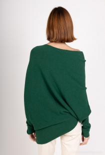 Sweat asymetrique touch&eacute; cachemire vert bouteille sweat profond au toucher soyeux